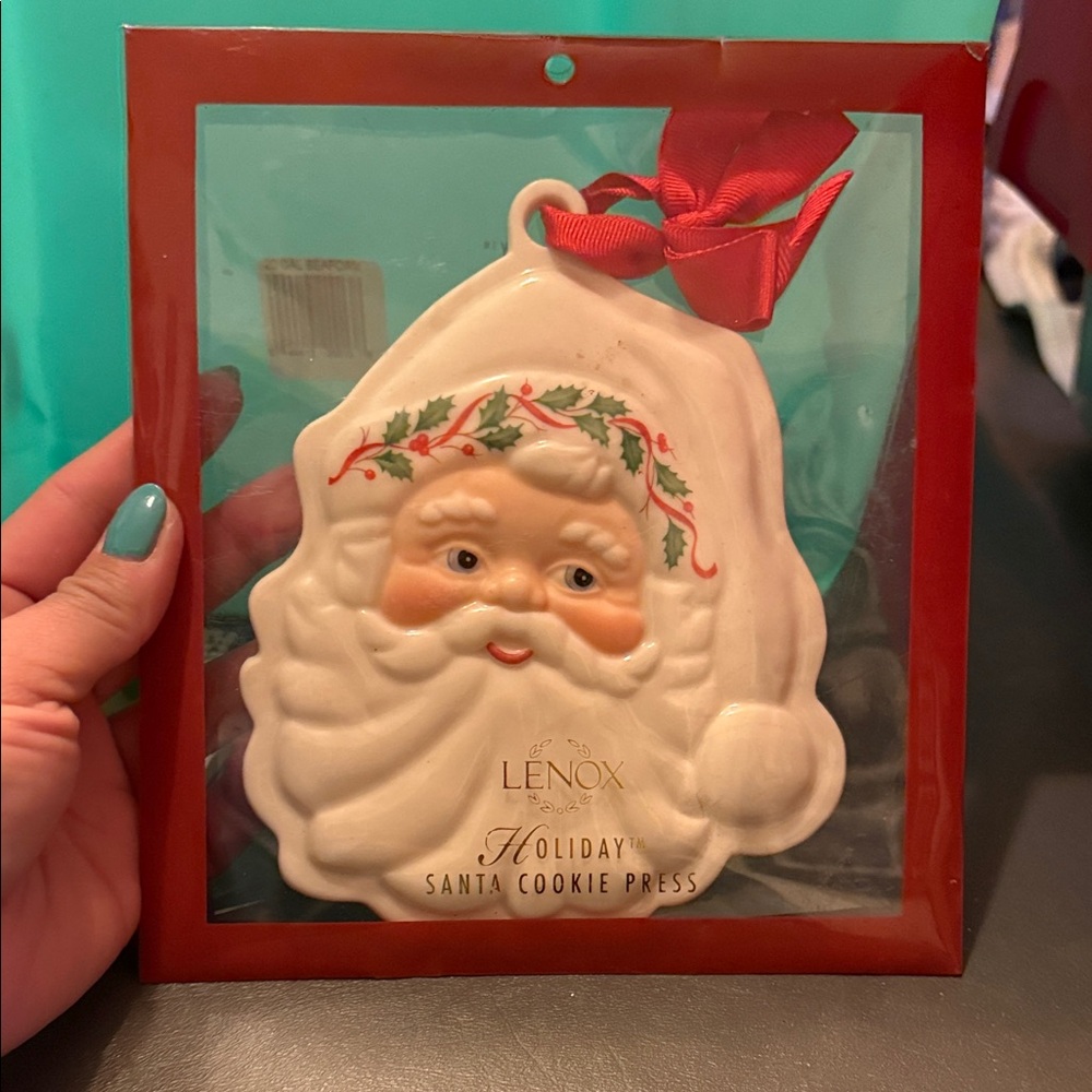 Lenox Santa Cookie Press Ornament - White and Red